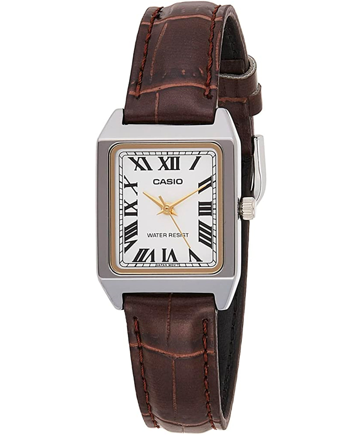Casio Women's Watch Analog, White Dial Brown Leather Strap, LTP-V007L-7B2UDF