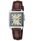 Casio Women's Watch Analog, Gold Dial Brown Leather Strap, LTP-V007L-9BUDF