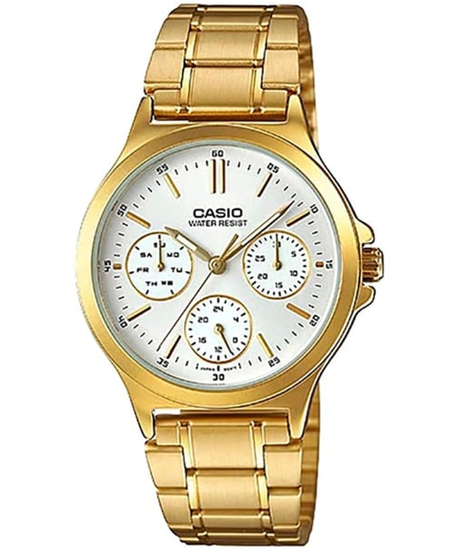 Casio Women's Watch Analog, White Dial Gold Stainless Steel Strap, LTP-V300G-7AUDF