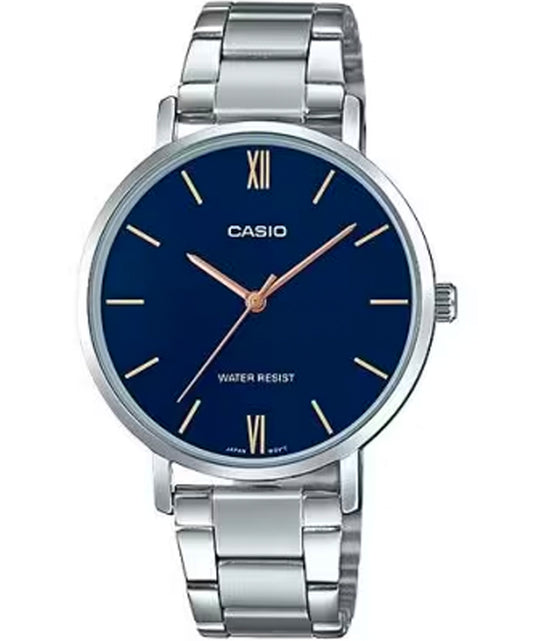 Casio men analog watch, blue dial with comfortable strap, model CS-LTP-VT01D-2BUDF, Bahrain