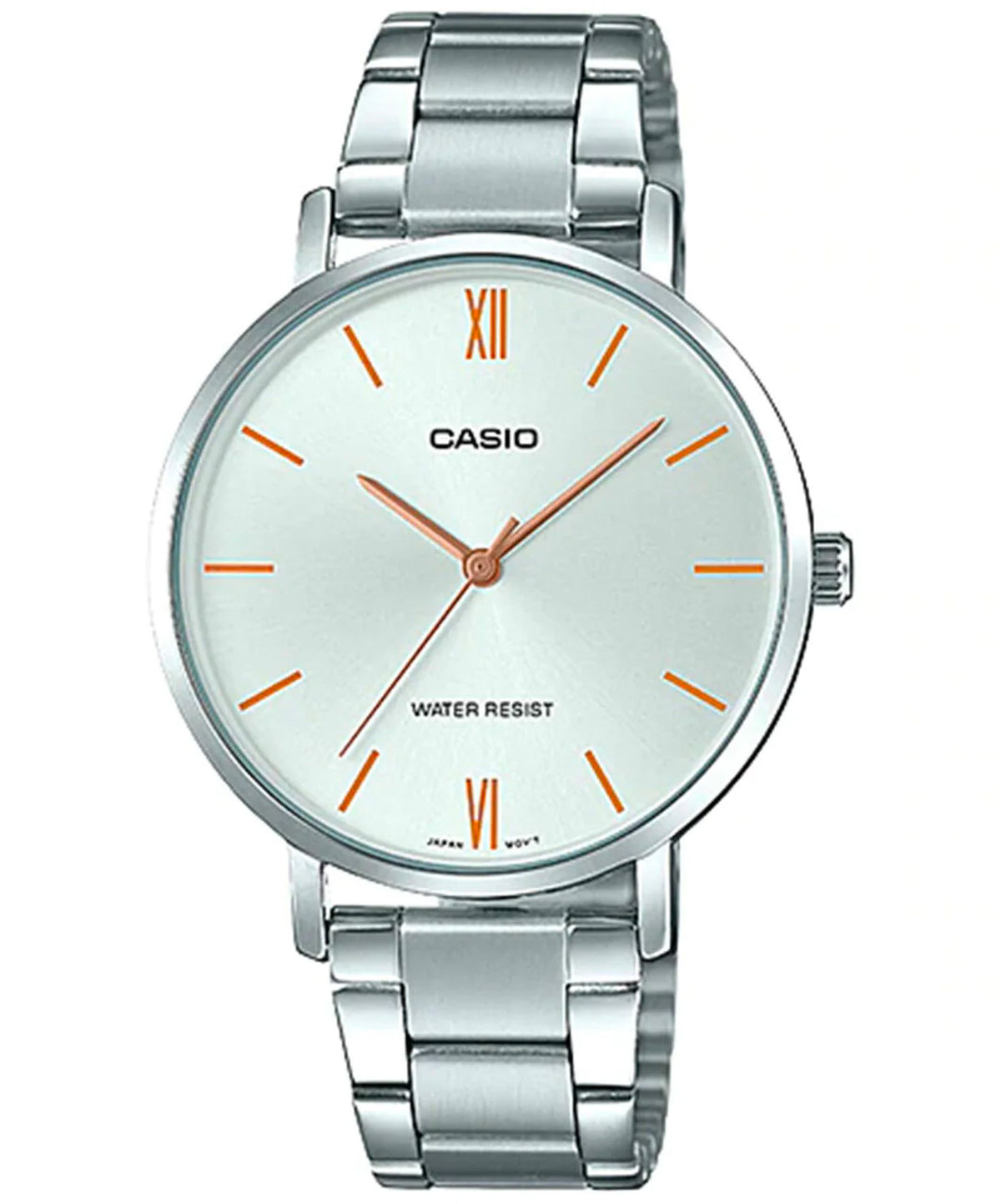 Casio Women's Watch Analog, White Dial Silver Stainless Steel Strap, LTP-VT01D-7BUDF