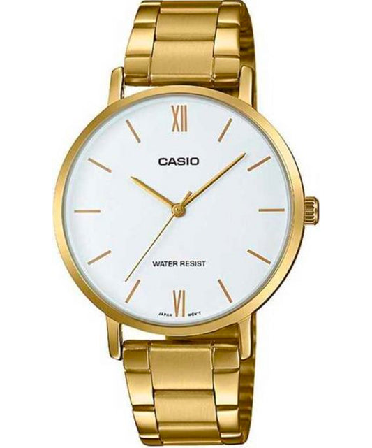 Casio men analog watch, white dial with comfortable strap, model CS-LTP-VT01G-7BUDF, Bahrain