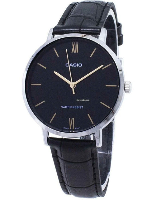 Casio men analog watch, black dial with comfortable strap, model CS-LTP-VT01L-1BUDF, Bahrain