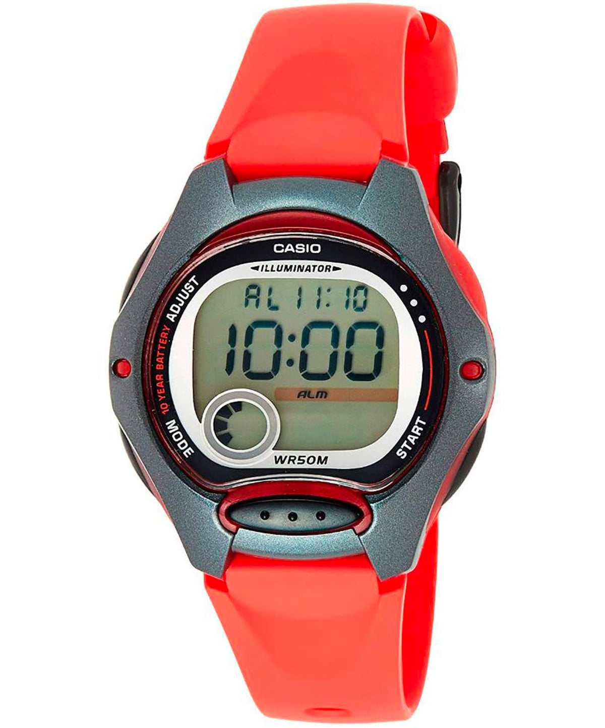 Casio Women's Watch Digital, Black Dial Red Resin Strap, LW-200-4AVDF