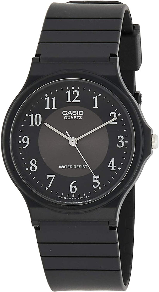 Casio men analog watch, black dial with comfortable strap, model CS-MQ-24-1B3LDF, Bahrain