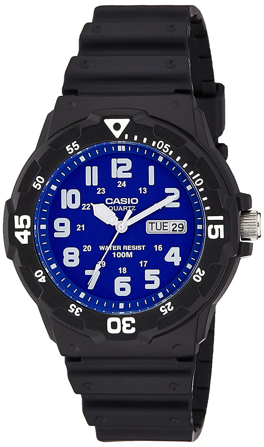 Casio Men's Watch Analog, Blue Dial Black Resin Strap, MRW-200H-2B2VDF