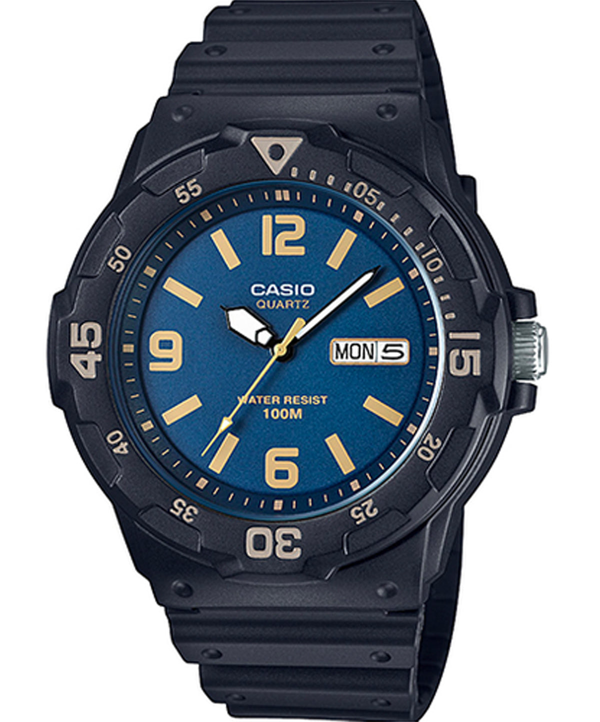 Casio Men's Watch Analog, Blue Dial Black Resin Strap, MRW-200H-2B3VDF