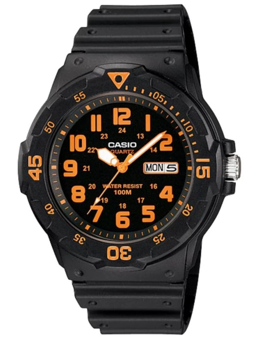 Casio men analog watch, black dial with comfortable strap, model CS-MRW-200H-4BVDF, Bahrain