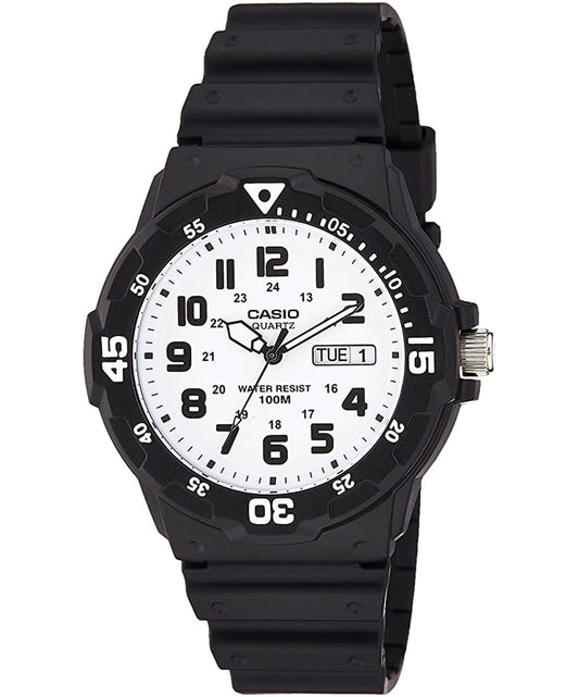 Casio men analog watch, white dial with comfortable strap, model CS-MRW-200H-7BVDF, Bahrain