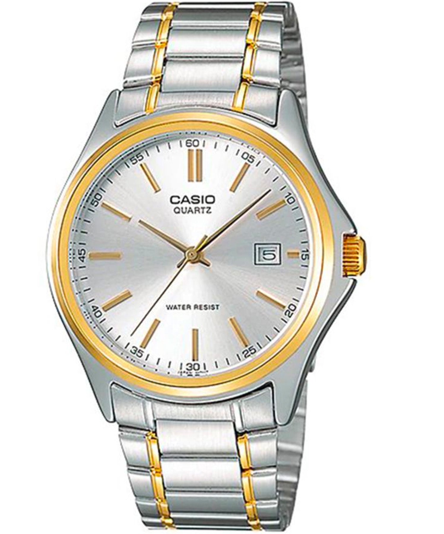 Casio Men's Watch Analog, Silver Dial Silver & Gold Stainless Steel Strap, MTP-1183G-7ADF