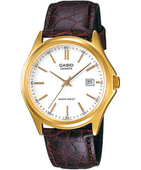 Casio Men's Watch Analog, White Dial Brown Leather Strap, MTP-1183Q-7ADF