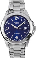 Casio Men's Watch Analog, Blue Dial Silver Stainless Steel Strap, MTP-1215A-2ADF