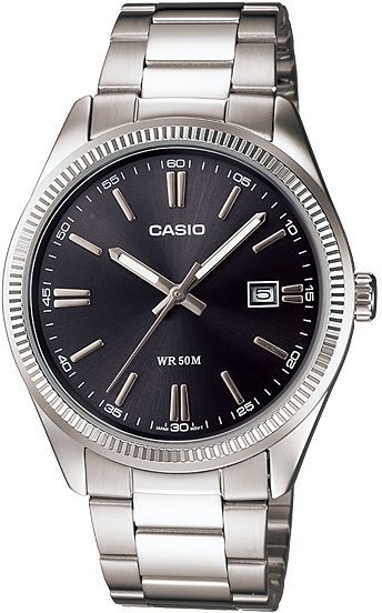 Casio Men's Watch Analog, Black Dial Silver Stainless Steel Strap, MTP-1302D-1A1VDF