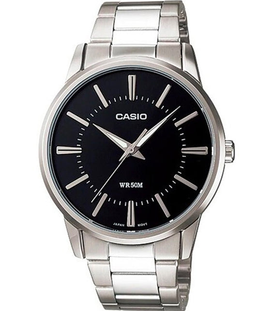 Casio men analog watch, black dial with comfortable strap, model CS-MTP-1303D-1AVDF, Bahrain