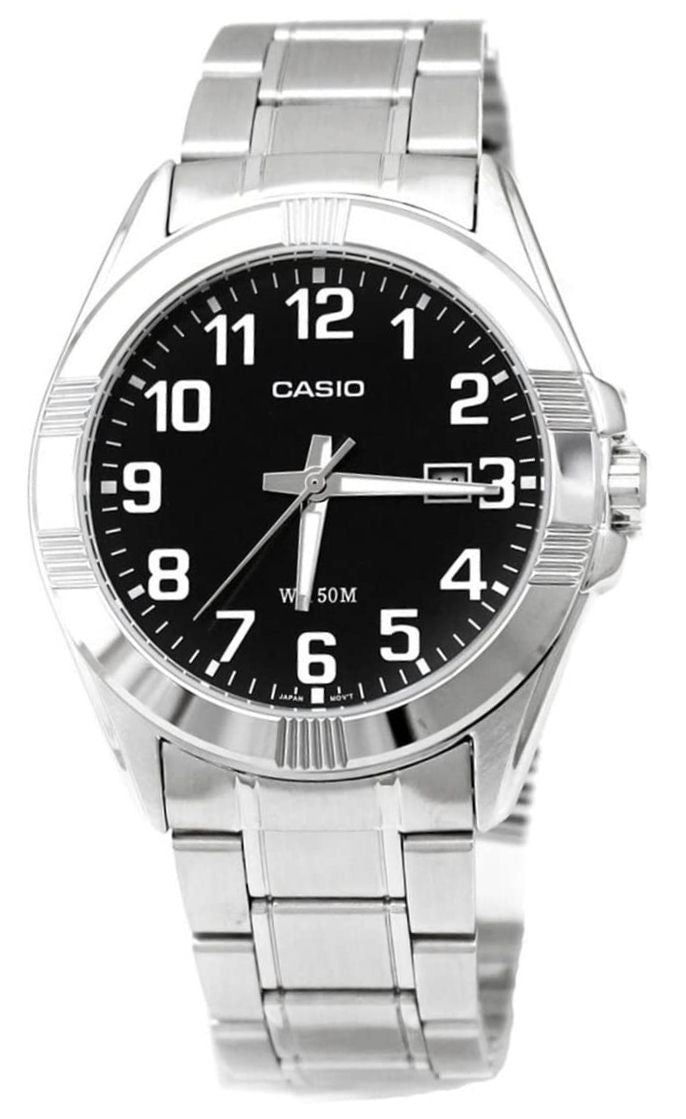 Casio Men's Watch Analog, Black Dial Silver Stainless Steel Strap, MTP-1308D-1BVDF