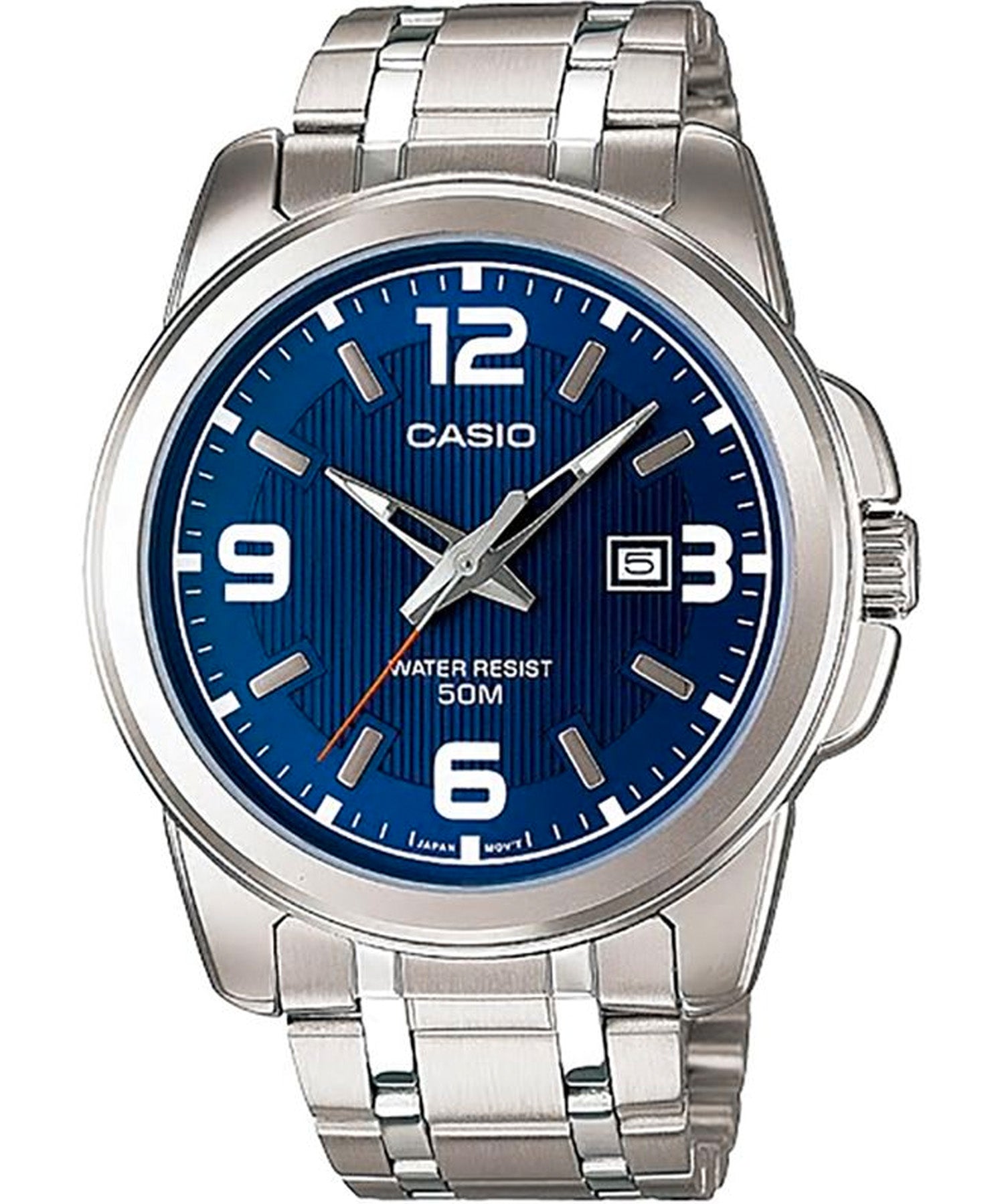 Casio Men's Watch Analog, Blue Dial Silver Stainless Steel Strap, MTP-1314D-2AVDF