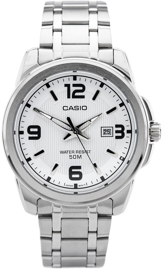 Casio men analog watch, white dial with comfortable strap, model CS-MTP-1314D-7AVDF, Bahrain