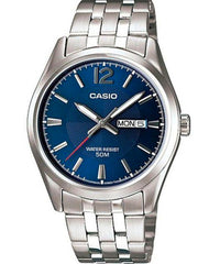 Casio Men's Watch Analog, Blue Dial Silver Stainless Steel Strap, MTP-1335D-2AVDF