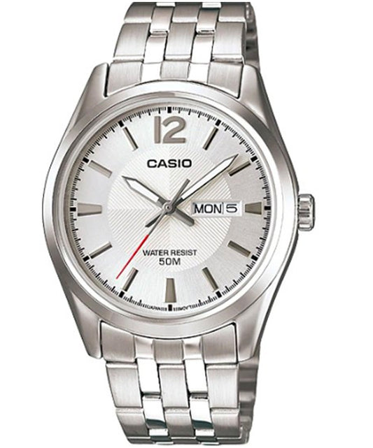 Casio men analog watch, silver dial with comfortable strap, model CS-MTP-1335D-7AVDF, Bahrain