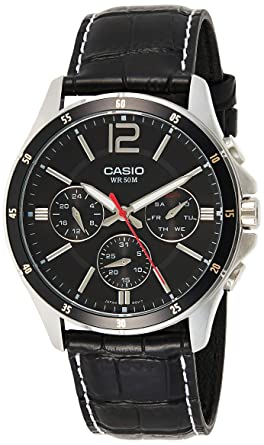 Casio men analog watch, black dial with comfortable strap, model CS-MTP-1374L-1AVDF, Bahrain