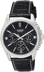 Casio Men's Watch Analog, Black Dial Black Leather Strap, MTP-1375L-1AVDF