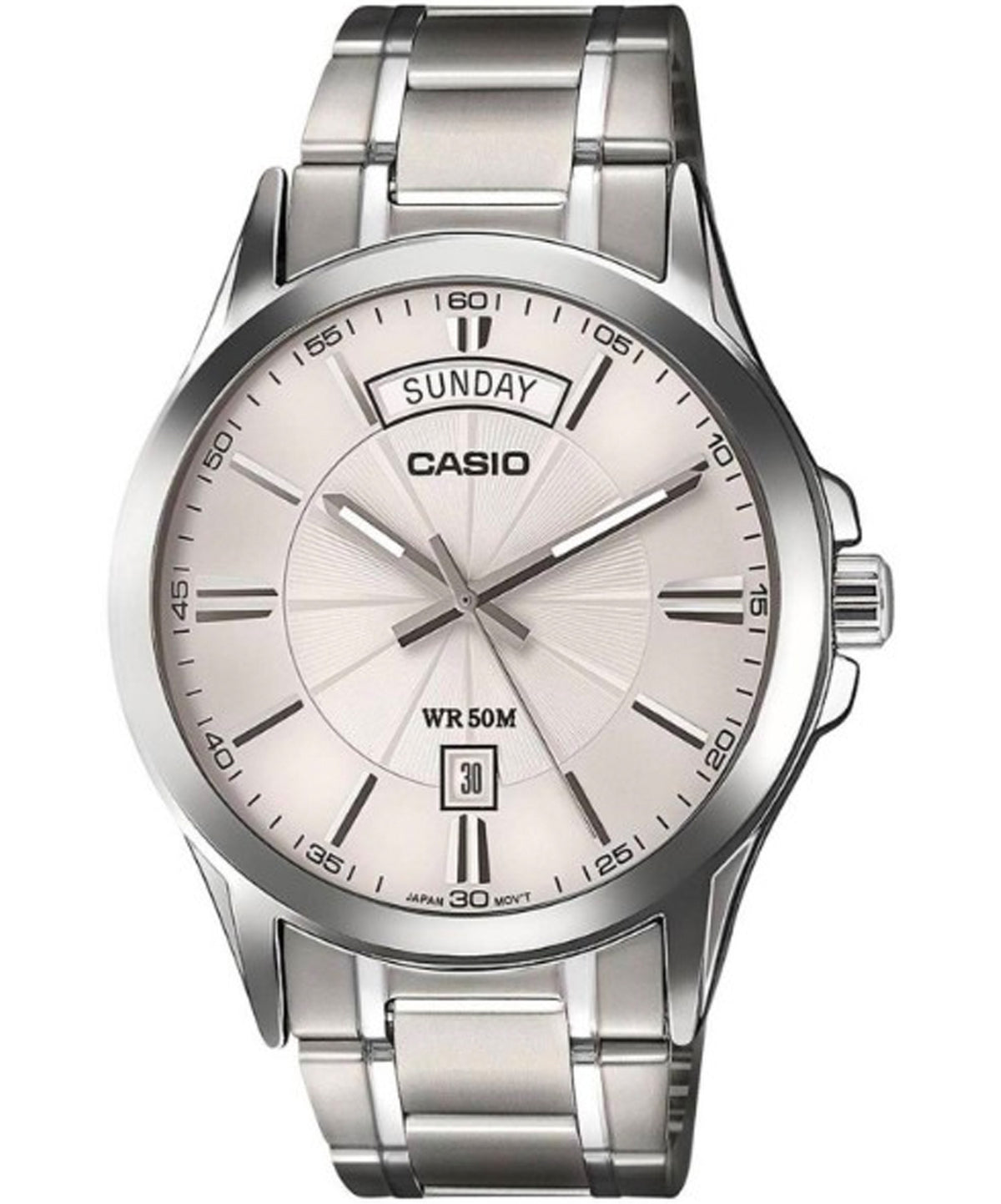 Casio Men's Watch Analog, Silver Dial Silver Stainless Steel Strap, MTP-1381D-7AVDF