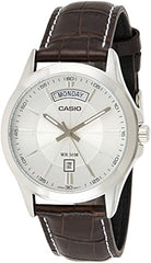 Casio Men's Watch Analog, White Dial Black Leather Strap, MTP-1381L-7AVDF