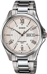 Casio Men's Watch Analog, White Dial Silver Stainless Steel Strap, MTP-1384D-7AVDF