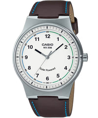 Casio Men's Watch Solar powered Analog , White Dial Black Leather Strap, MTP-RS105L-7BVDF