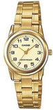 Casio Men's Watch Analog, Gold Dial Gold Stainless Steel Strap, MTP-V001G-9BUDF