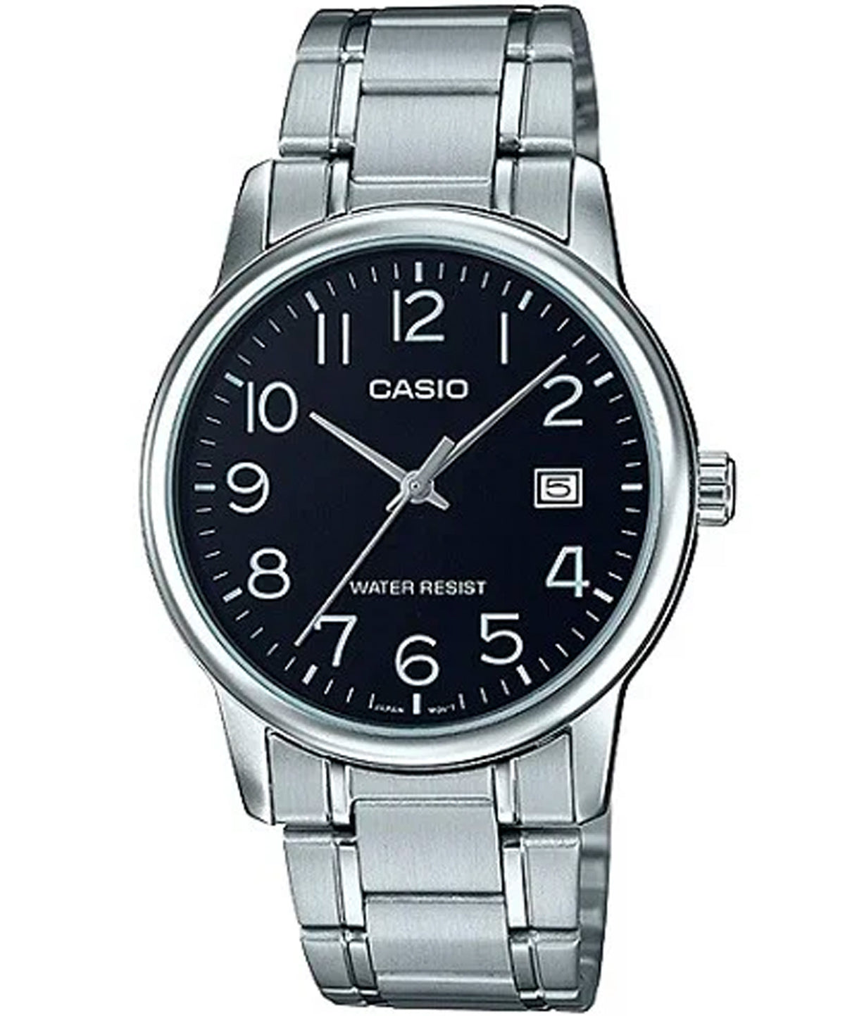 Casio Men's Watch Analog, Black Dial Silver Stainless Steel Strap, MTP-V002D-1BUDF