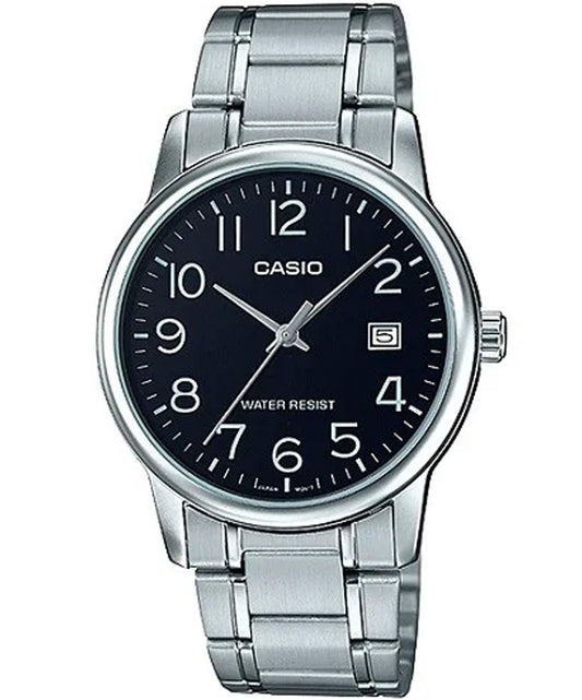 Casio men analog watch, black dial with comfortable strap, model CS-MTP-V002D-1BUDF, Bahrain