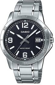 Casio Men's Watch Analog, Black Dial Silver Stainless Steel Strap, MTP-V004D-1B2UD