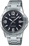 Casio Men's Watch Analog, Black Dial Silver Stainless Steel Strap, MTP-V004D-1B2UD