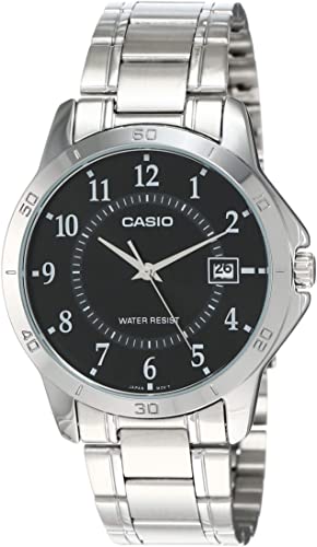 Casio men analog watch, black dial with comfortable strap, model CS-MTP-V004D-1BUDF, Bahrain