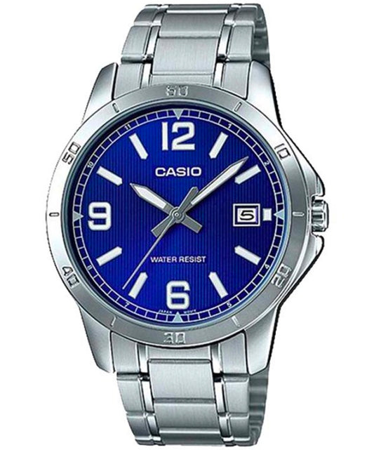 Casio men analog watch, blue dial with comfortable strap, model CS-MTP-V004D-2BUDF, Bahrain