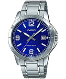 Casio Men's Watch Analog, Blue Dial Silver Stainless Steel Strap, MTP-V004D-2BUDF