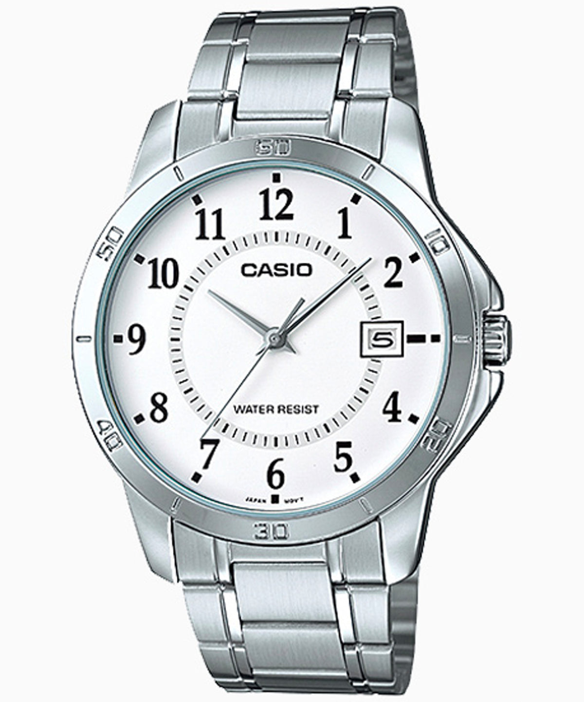 Casio Men's Watch Analog, White Dial Silver Stainless Steel Strap, MTP-V004D-7BUDF