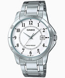 Casio Men's Watch Analog, White Dial Silver Stainless Steel Strap, MTP-V004D-7BUDF