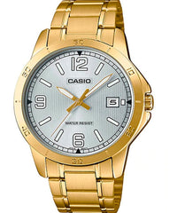 Casio Men's Watch, Silver Dial Gold Stainless Steel Strap, MTP-V004G-7B2UD