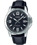 Casio Men's Watch Analog, Black Dial Black Leather Strap, MTP-V004L-1BUDF