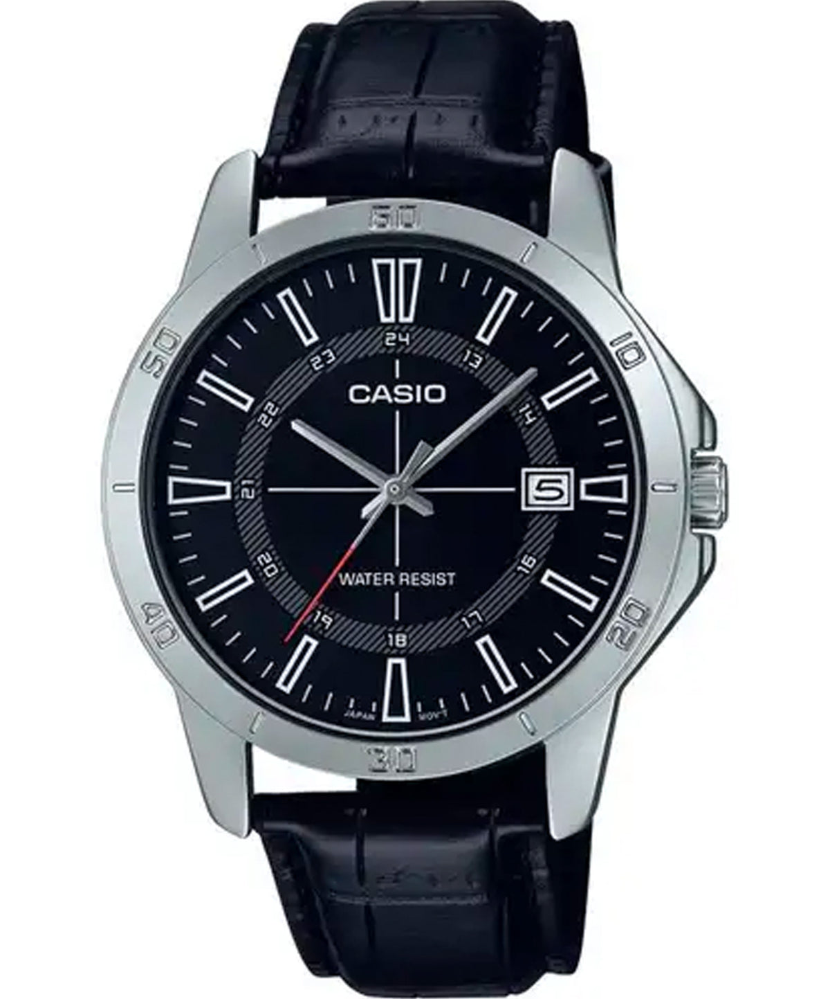 Casio Men's Watch, Black Dial Black Leather Strap, MTP-V004L-1CUDF