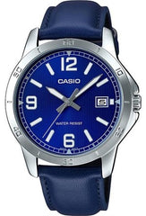 Casio Men's Watch Analog, Blue Dial Blue Leather Strap, MTP-V004L-2BUDF