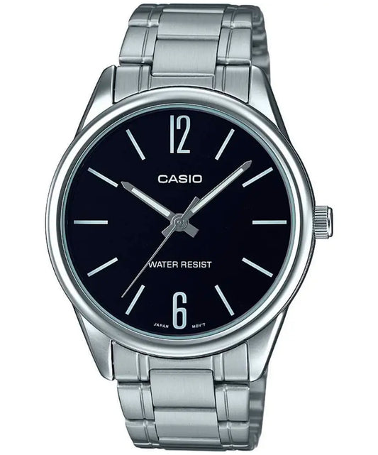 Casio men analog watch, black dial with comfortable strap, model CS-MTP-V005D-1BUDF, Bahrain