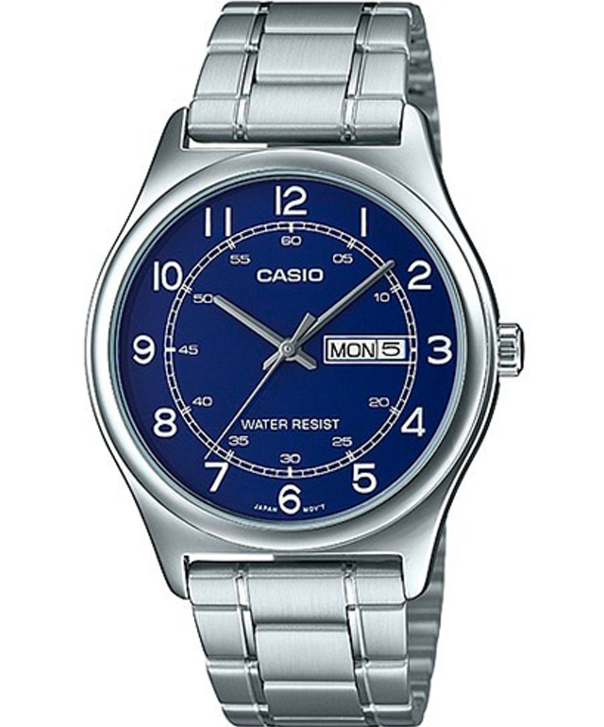 Casio Men's Watch Analog, Blue Dial Silver Stainless Steel Strap, MTP-V006D-2BUDF