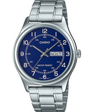 Casio Men's Watch Analog, Blue Dial Silver Stainless Steel Strap, MTP-V006D-2BUDF