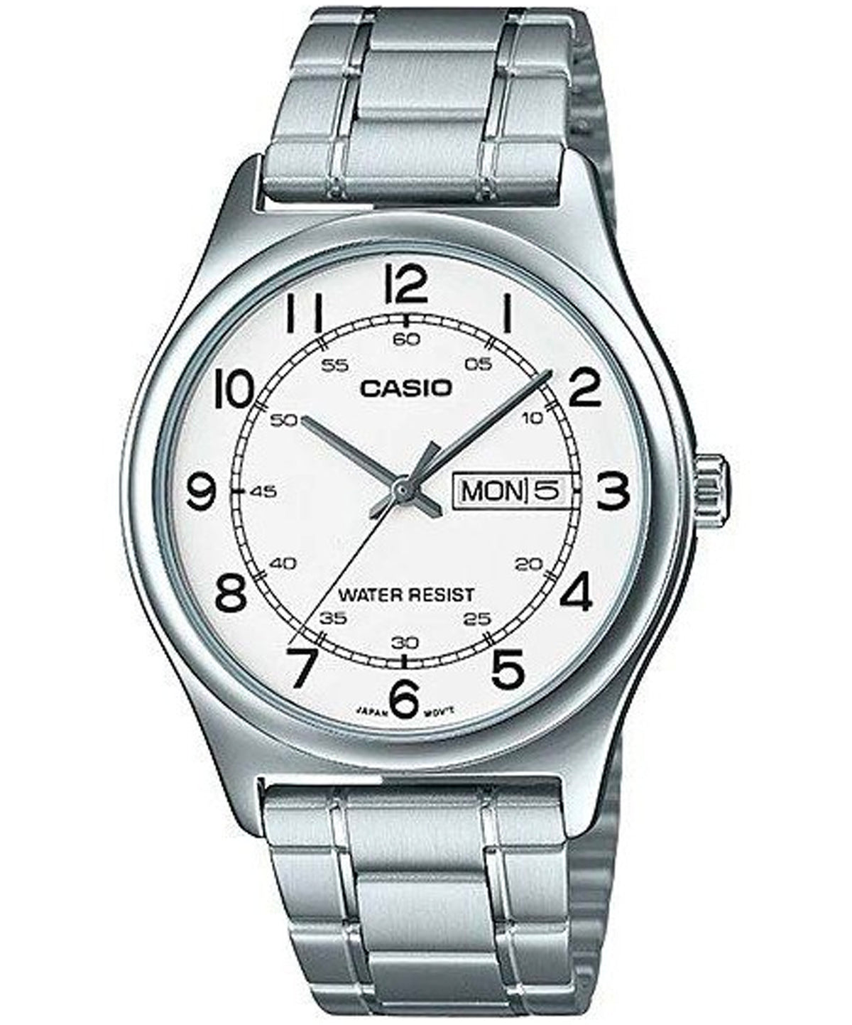 Casio Men's Watch Analog, White Dial Silver Stainless Steel Strap, MTP-V006D-7B2UD