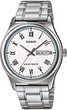 Casio Men's Watch Analog, White Dial Silver Stainless Steel Strap, MTP-V006D-7BUDF