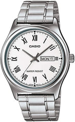 Casio Men's Watch Analog, White Dial Silver Stainless Steel Strap, MTP-V006D-7BUDF