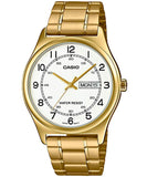 Casio Men's Watch Analog, White Dial Gold Stainless Steel Strap, MTP-V006G-7BUDF